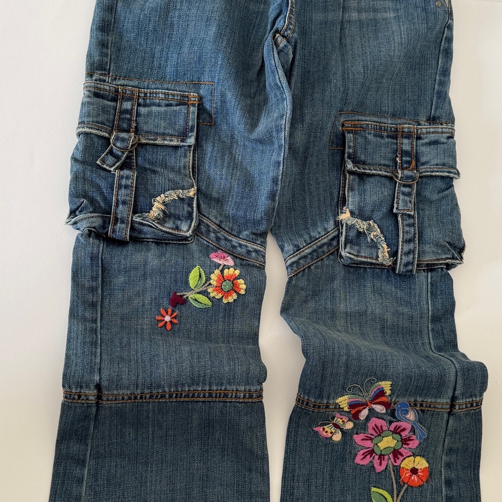 Embroidered Blue bootcut Jeans
